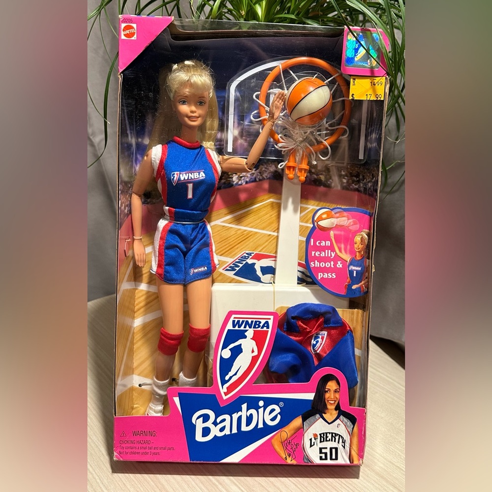 90s WNBA Barbie Doll with Basketball Hoop - NIB